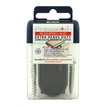 Precision Lock Heavy Duty Concealed Magnetic Catch with Adjustable Strength Black Finish PLS24PROXHD-BLK